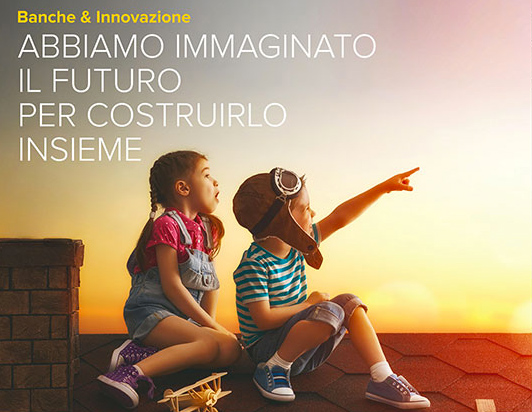 Advertising "Abbiamo immaginato il nostro futuro per costruirlo insieme" di Cabel Industry, con foto di bambini che immaginano il futuro