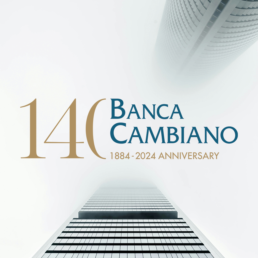 Logo celebrativo Banca Cambiano 1884, centoquarantesimo anniversario